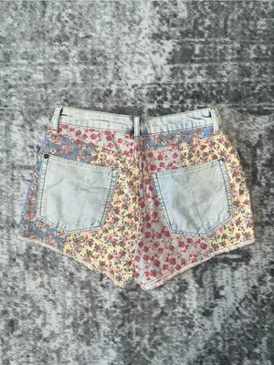 Farm Rio Ultra High-Rise Patchwork Denim Shorts thumbnail 2