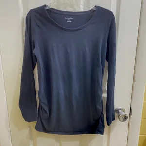 Bumpstart Maternity Long-sleeve Black Cotton Shirt Medium Pregnancy Top Shirred. thumbnail 2