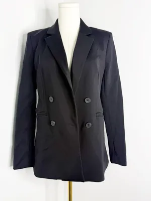 Express Black Double Knit Blazer Small Double Breasted Career Jacket thumbnail 1