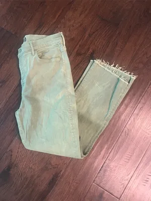 MOTHER Olive Green the Insider Crop Step Fray Denim Jeans 33 GUC thumbnail 8