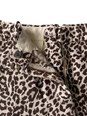 J. Crew women's 6 brown and beige leopard print linen shorts zip fly and hook thumbnail 4