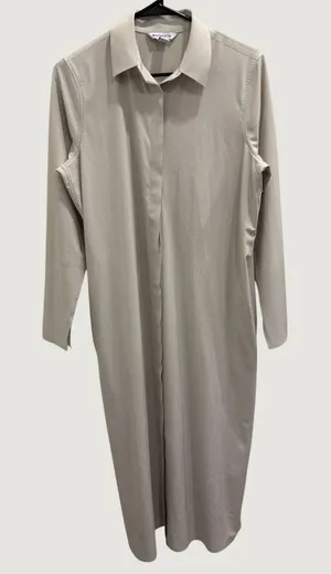 Athleta Urbanite Textured‎ Dress City Stripe Cream White Midi Shirt Dress Small thumbnail 1