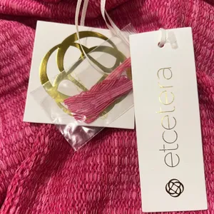 Etcetera Women Sz S Sleeveless Pink Fringe Top Textured Stretch Quiet Luxury NEW thumbnail 2