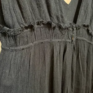 Free People Black Wide Leg Jumpsuit Deep V Neck Boho Flowy‎ Silhouette Sz S thumbnail 14