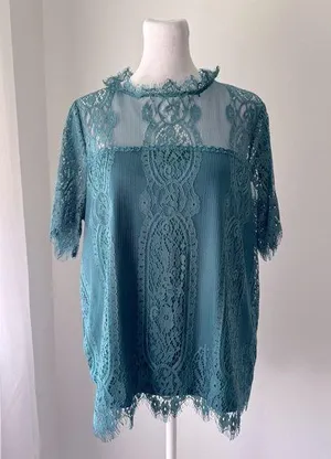 Eyeshadow Teal Short Sleeve Blouse thumbnail 1