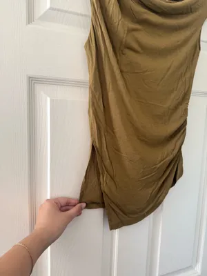 BNWT Zara Olive Green Draped Asymmetric Top thumbnail 5
