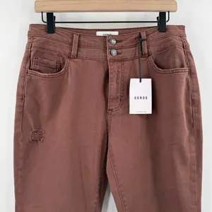 Ceros Jeans Womens SZ 30 NWT Phoenix High Rise Flare Distressed Mocha Denim Crop thumbnail 10