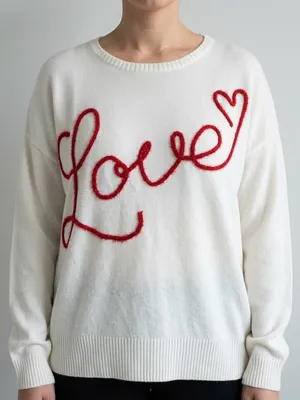 33 Degrees White Love Heart Chenille Script Sweater XXL NWOT thumbnail 1