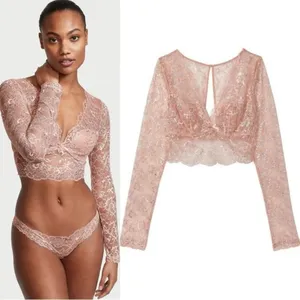 NWT Victoria’s Secret Dream Angels Allure Shimmer Long Sleeve Bra Top Lace XL thumbnail 3
