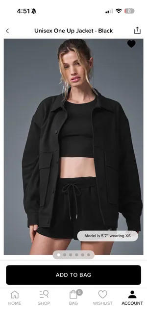 Alo Unisex One Up Jacket- Black thumbnail 6
