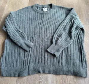 Aerie Green Ribbed Crewneck Sweater thumbnail 1