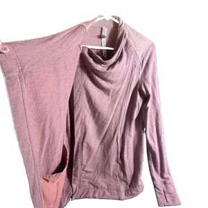 Lululemon Coast Wrap Heathered Mod Rose 8 Funnel Neck Jacket Button Cocoon thumbnail 14
