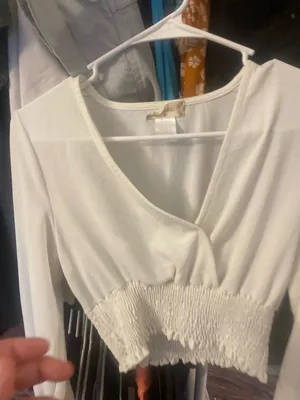 Altar'd State White Smocked-Hem Long Sleeve Top - Women by size small thumbnail 3