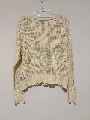 Sanctuary cotton Women’s Open-Knit crochet Sweater cream size‎ XL thumbnail 3