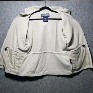Vintage Lands End Womens Petite Fleece Zip Up Hoodie Jacket Beige Size‎ S thumbnail 8