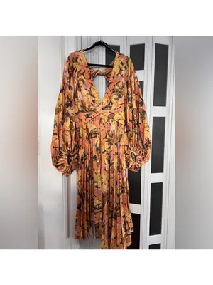 Acler Palms Dress in Kaleidoscope Floral Yellow, US6 thumbnail 3