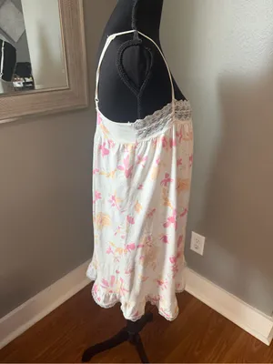 VTG Y2K Victoria's Secret floral butterfly babydoll slip dress lace ribbon XS thumbnail 6