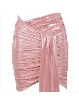 House of CB Shahja Metallic Rose Ruched Tie-Front Mini Skirt thumbnail 3