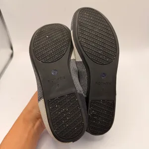 Rothys The Flat Navy Cream Gingham Round Toe Knit Ballet Flats Womens 7 thumbnail 6