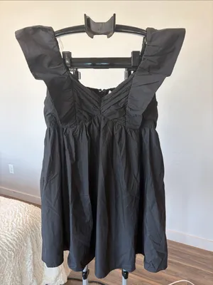 entro Black Ruffle Strap Mini Dress thumbnail 1
