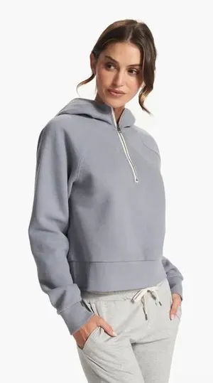 Vuori Women’s Restore Half zip Hoodie in Flint Smalll thumbnail 1