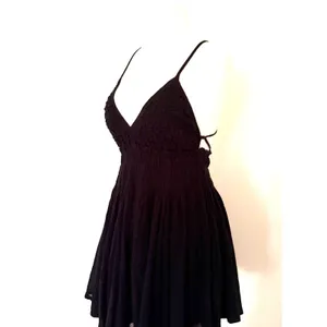 Free People Forever Favorite Black Smocked Babydoll Mini Dress Boho Coverup thumbnail 9