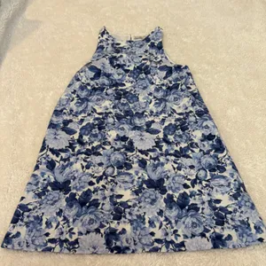 Abercrombie & Fitch Women Blue Floral Linen Sleeveless Mini Dress Boho Resort XS thumbnail 1