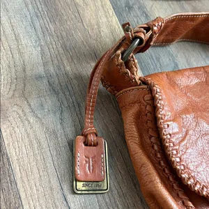 FRYE Cognac Leather Crossbody Saddle‎ Bag Braided Boho Chic Western Inspired thumbnail 5