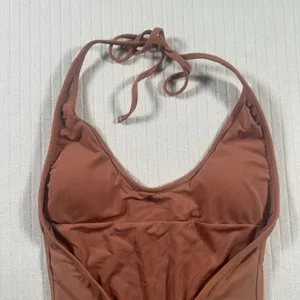 Aerie One Piece Swimsuit Small Brown Halter Scoop Neck Backless Bathing Suit thumbnail 6