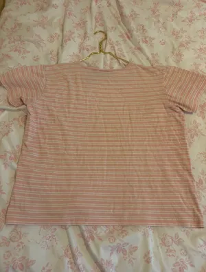 CRAZY HORSE Light pink stripe t shirt thumbnail 6