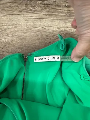 Alice and Olivia‎ green mini dress with front tie size 2 thumbnail 4