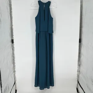 ALTAR'D STATE Jumpsuit Med Blue Wide Leg Halter Sleeveless One Piece High‎ Neck thumbnail 11