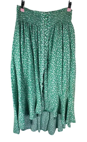 Women's Green Floral High-Low Button Front Skirt Size S thumbnail 1