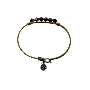 Luca +‎ Danni Bangle Bracelet Brass Green Faceted Glass Bead Stackable L+S USA thumbnail 4
