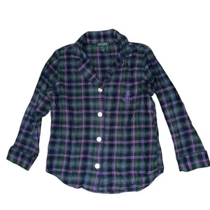 Ralph Lauren Women’s Size M Purple Green Plaid 2 Piece Logo Crest Pocket Pajamas thumbnail 2