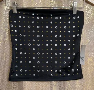 Faded Rose Black Silver Gold Studded Tube Top Small NWT thumbnail 1