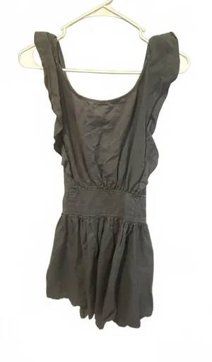 Free People Black Sleeveless Romper with Ruffle Details thumbnail 1