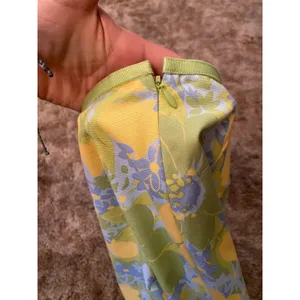 Northern Isles Vintage Floral A-Line Skirt Green Yellow Blue Retro Print Bold thumbnail 6