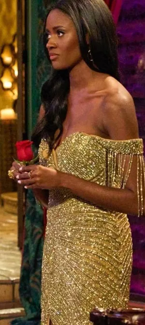 Portia and Scarlett Gold Beaded Sequin Crystal Formal Dress Size 12 NWT thumbnail 1