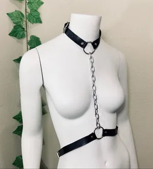 Black Harness Chunky Chain Belt New thumbnail 9
