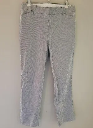 Talbots Navy and White Striped Hampshire Ankle Pants thumbnail 1