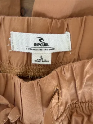 Rip Curl South Bay Cargo Pants Cotton Poplin Drawstring Utility Tan L thumbnail 5