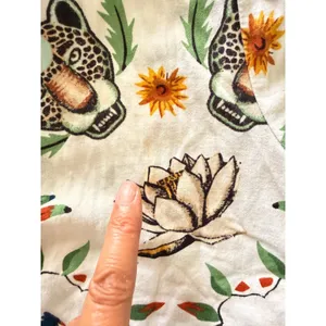 Anthro LyreBird Cotton Flannel Pajama Set Floral Animal Print Cottage Sleep XS thumbnail 8