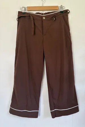 Lucy Womens XS Brown Wide Leg Cropped Pants Nylon Spandex Sporty Capri thumbnail 1