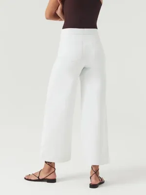 SPANX On The Go Cropped Wide Leg Pant in White Small thumbnail 2