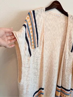 Ripcurl slub cotton striped poncho cardigan, open front, One size thumbnail 8
