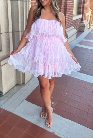 Strapless Mini Dress Pink thumbnail 1