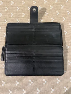 Coach Signature Jacquard‎ Slim Envelope Wallet Black Gray Leather Trim OS thumbnail 6