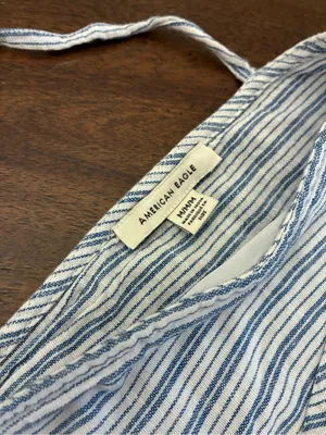 American Eagle Dress Women’s Medium Blue White Striped Tiered thumbnail 2