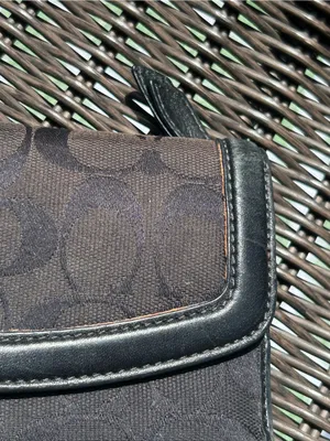 COACH Wallet Credit Cards ID Tri-Fold Canvas leather black signature C billfold thumbnail 8